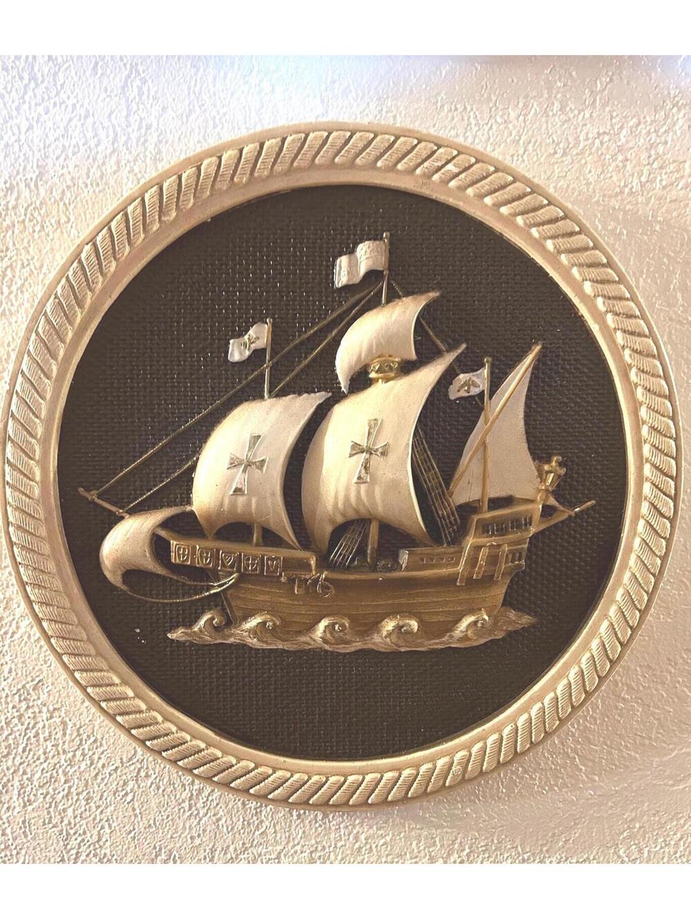 Chalkware Wall Hanging Featuring a Classic Clippership made by Universal